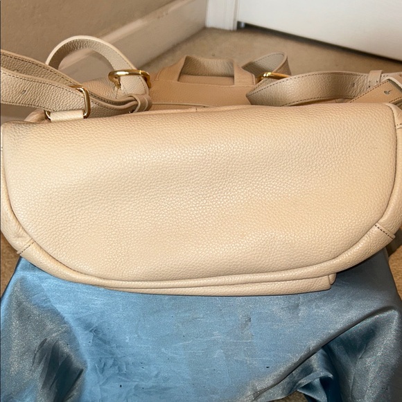 Cole Haan Pebbled Leather Classic Flap Backpack in Oat main image 4